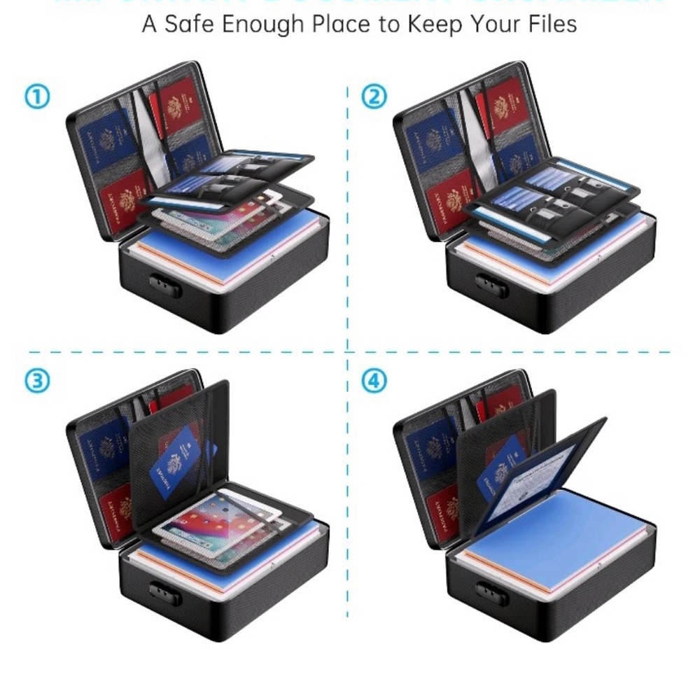 5200°F Fireproof Document Organizer with LOCK, Insulated + Waterproof Box Safe